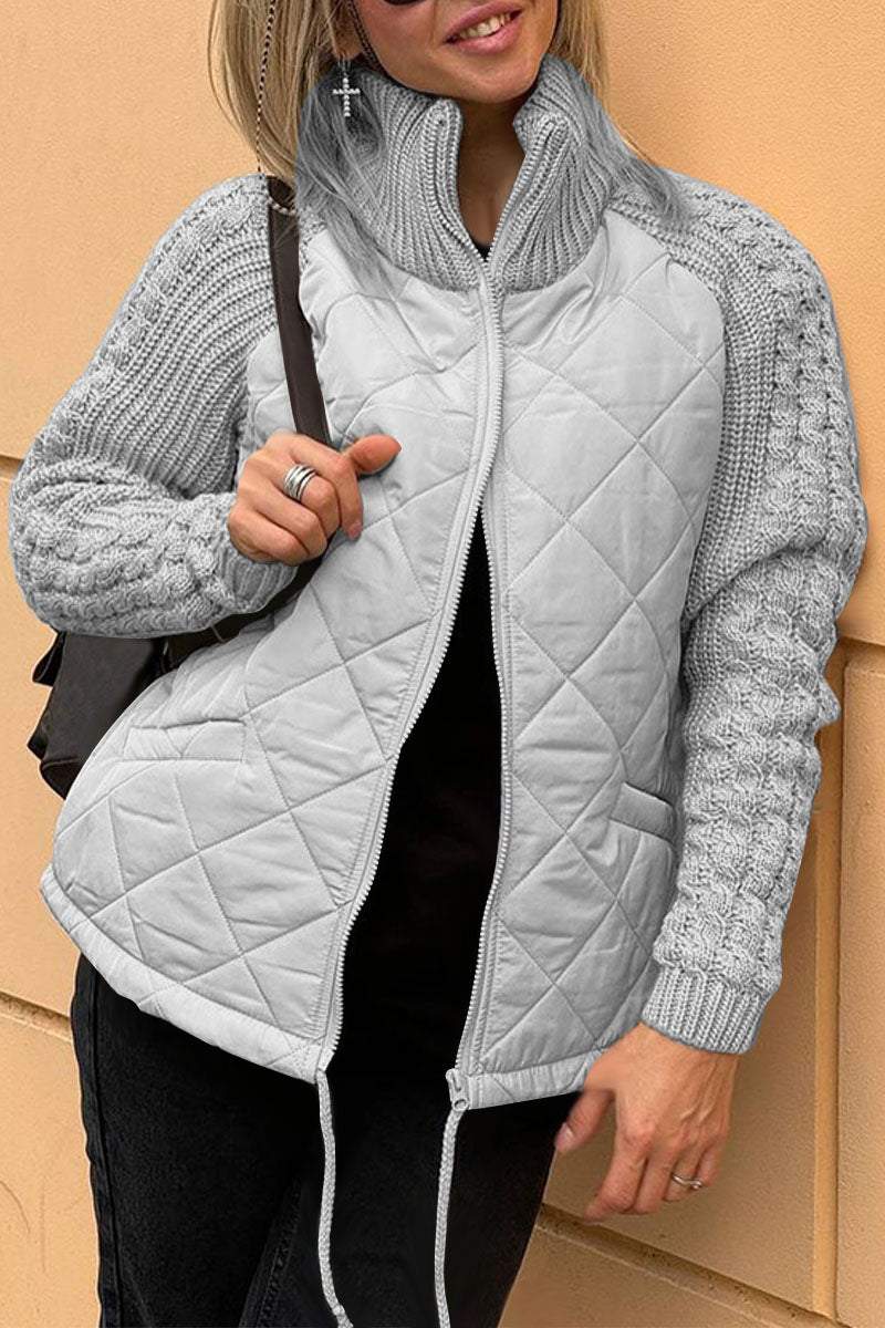 Women's Knit Patchwork Puffy Jacket